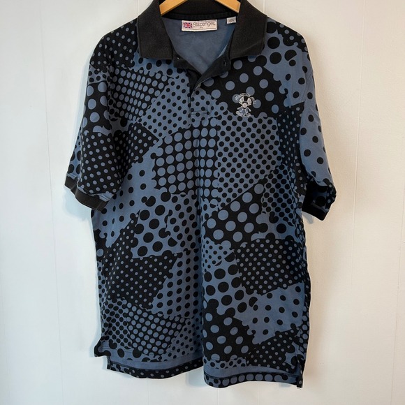 Slazenger Other - Slazenger Mens‎ Golf Polo Shirt XL Blue Black Polka Dot Golf Club Embroidered